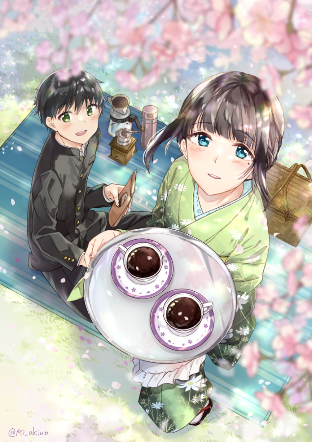 This is a pixiv picture whose title is お花見珈琲.