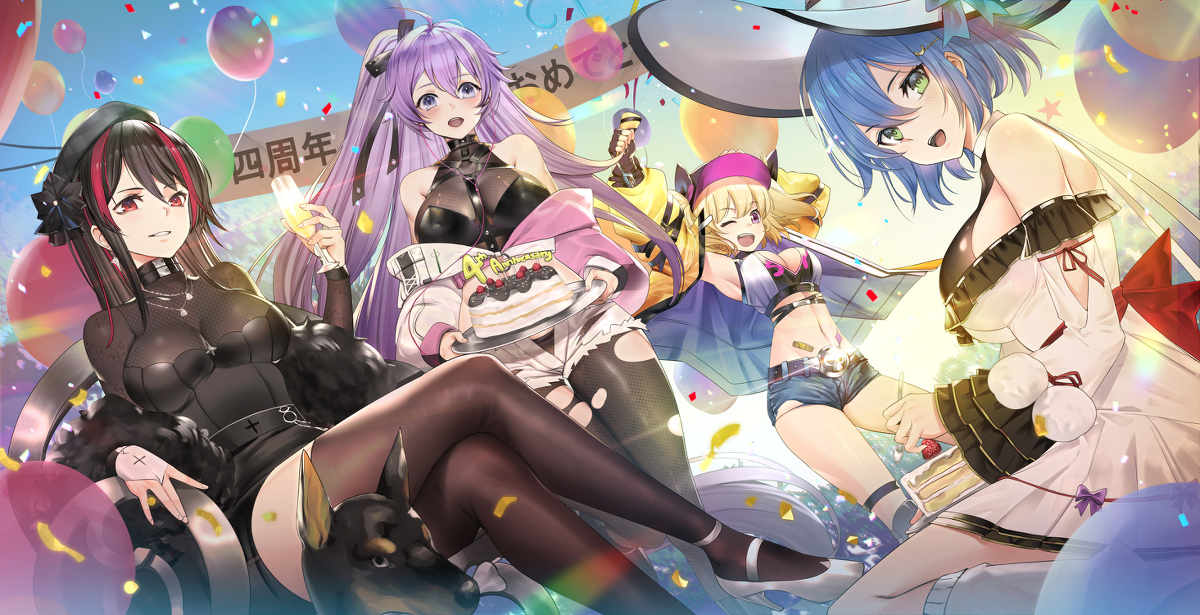 This is a pixiv picture whose title is 放置少女4周年.