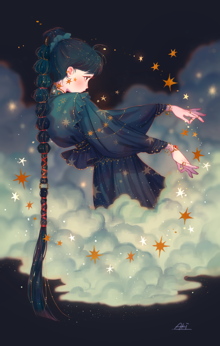 This is a pixiv picture whose title is 星を纏って.