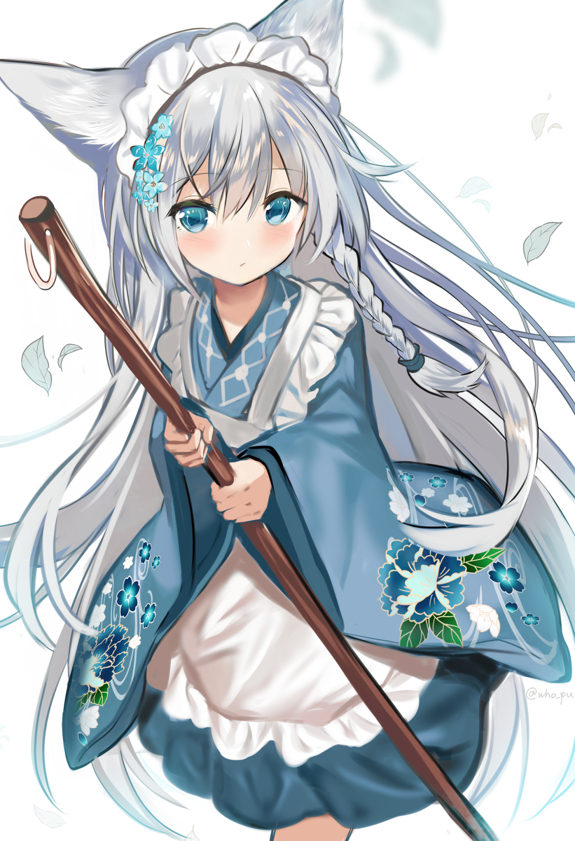 This is a pixiv picture whose title is skeb ケモミミ和メイド.