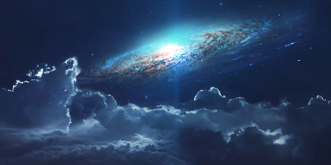 This is a pixiv picture whose title is 雲海と銀河の幻想.
