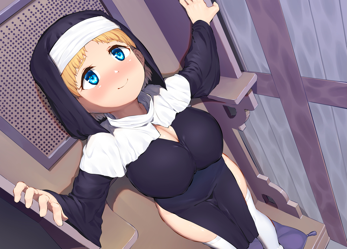 This is a pixiv picture whose title is なんでも聞いてくれるロリ巨乳シスターちゃんと.