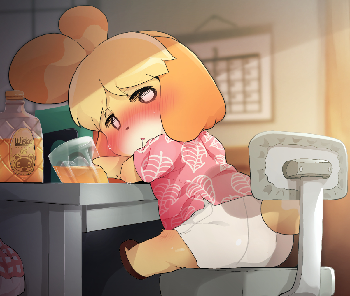 This is a pixiv picture whose title is 仕事中にお酒を飲むしずえさん.