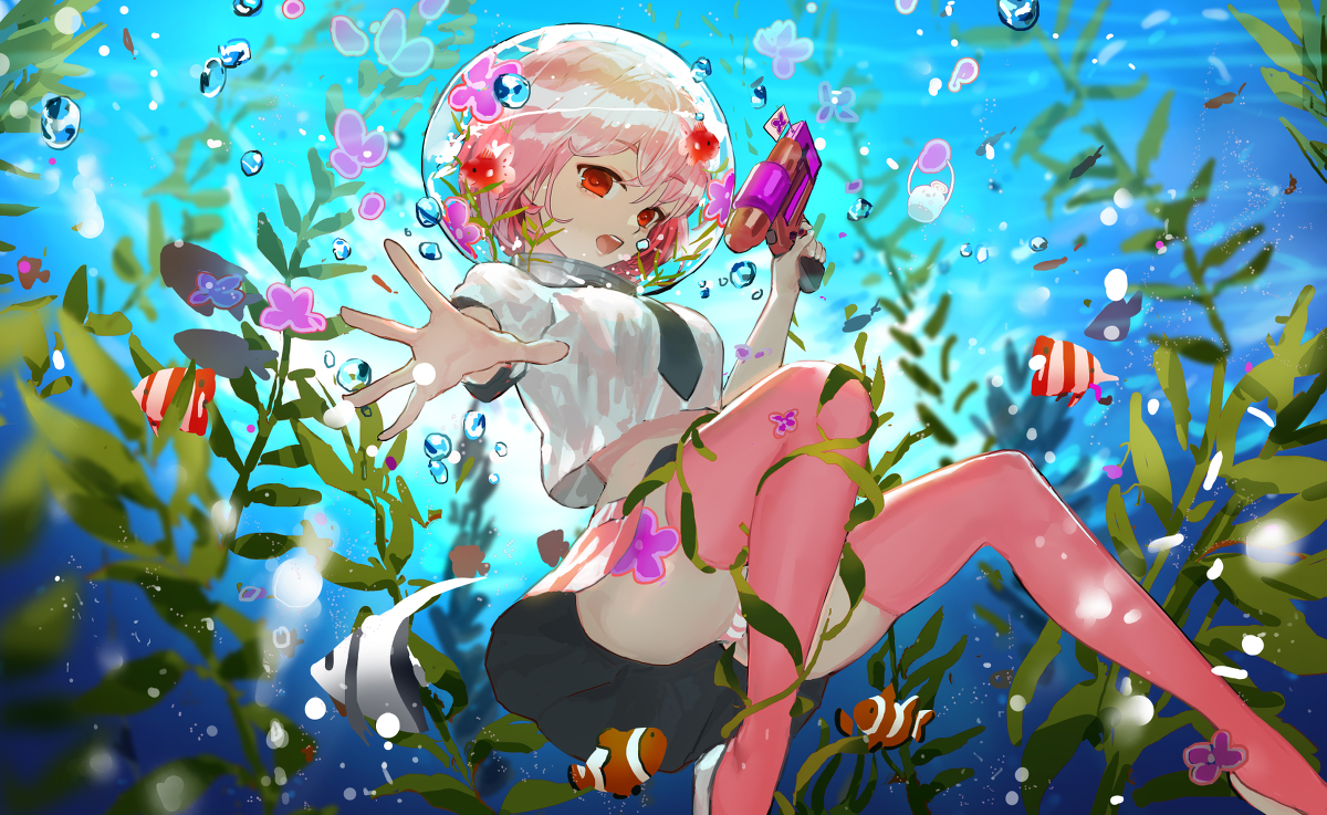 This is a pixiv picture whose title is 金魚頭少女.