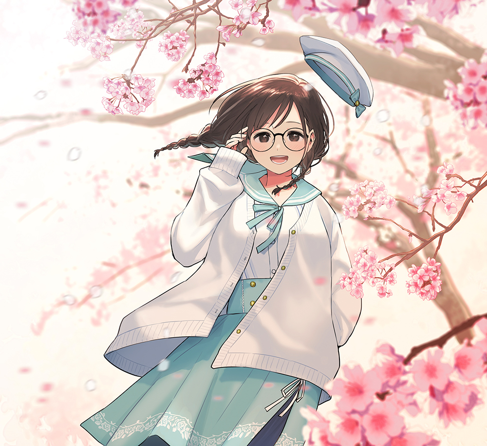 This is a pixiv picture whose title is 桜と花鋏キョウちゃん.