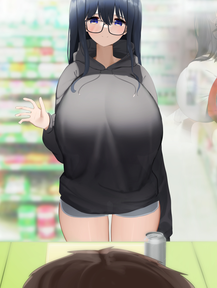 This is a pixiv picture whose title is コンビニバイト中私服姿のクラスメイトに会った.