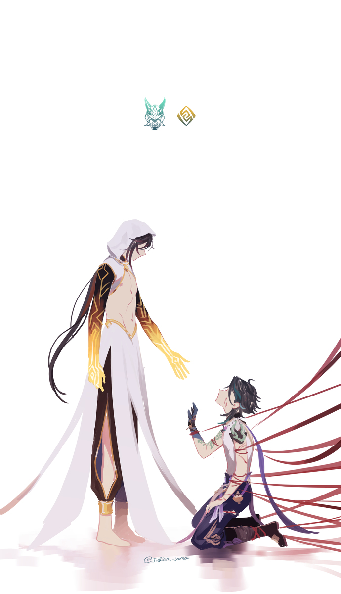 This is a pixiv picture whose title is Xiao & Zhongli (wallpaper).