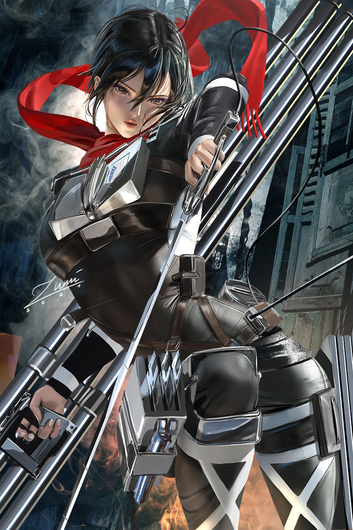 This is a pixiv picture whose title is Mikasa Ackerman.