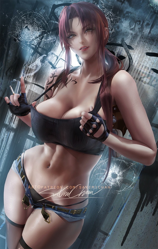 This is a pixiv picture whose title is 莱薇 Revy + nsfw ブラックラグーン.