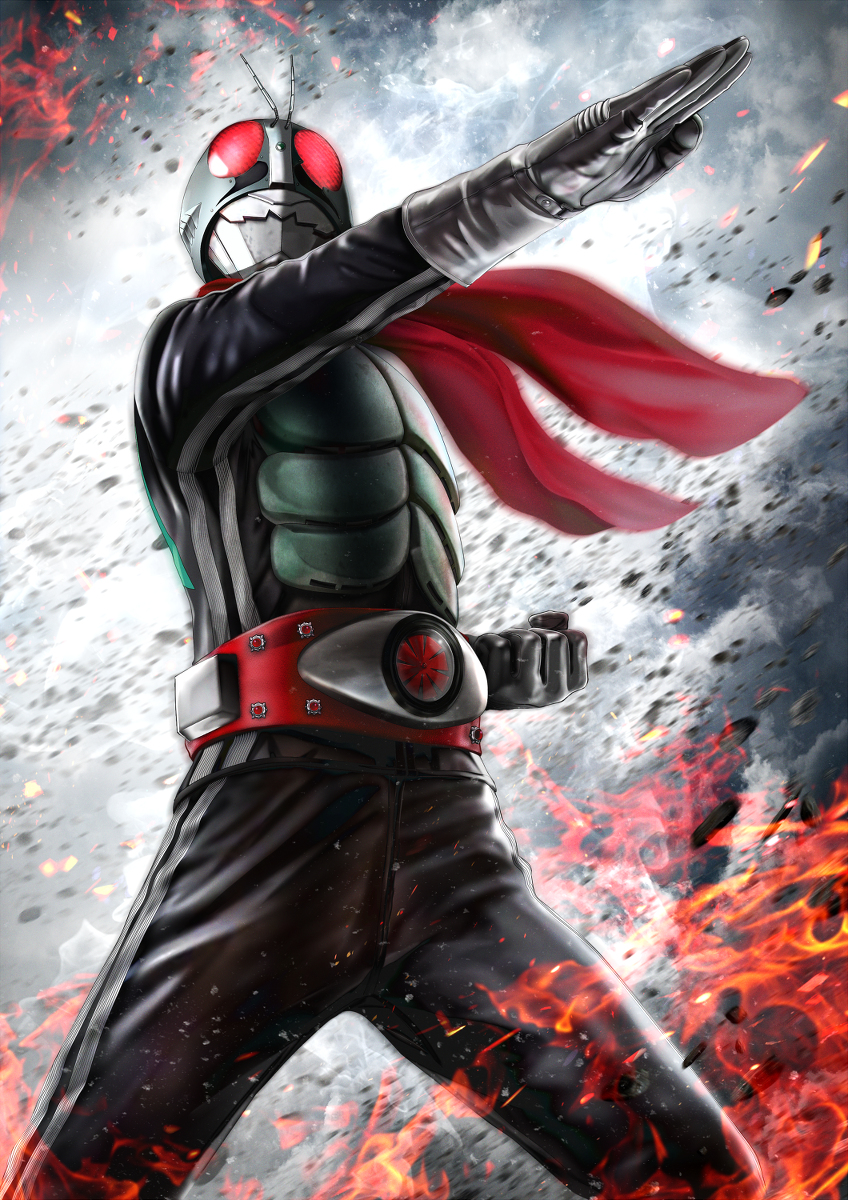 This is a pixiv picture whose title is 仮面ライダー１号【仮面ライダー生誕５０周年】.