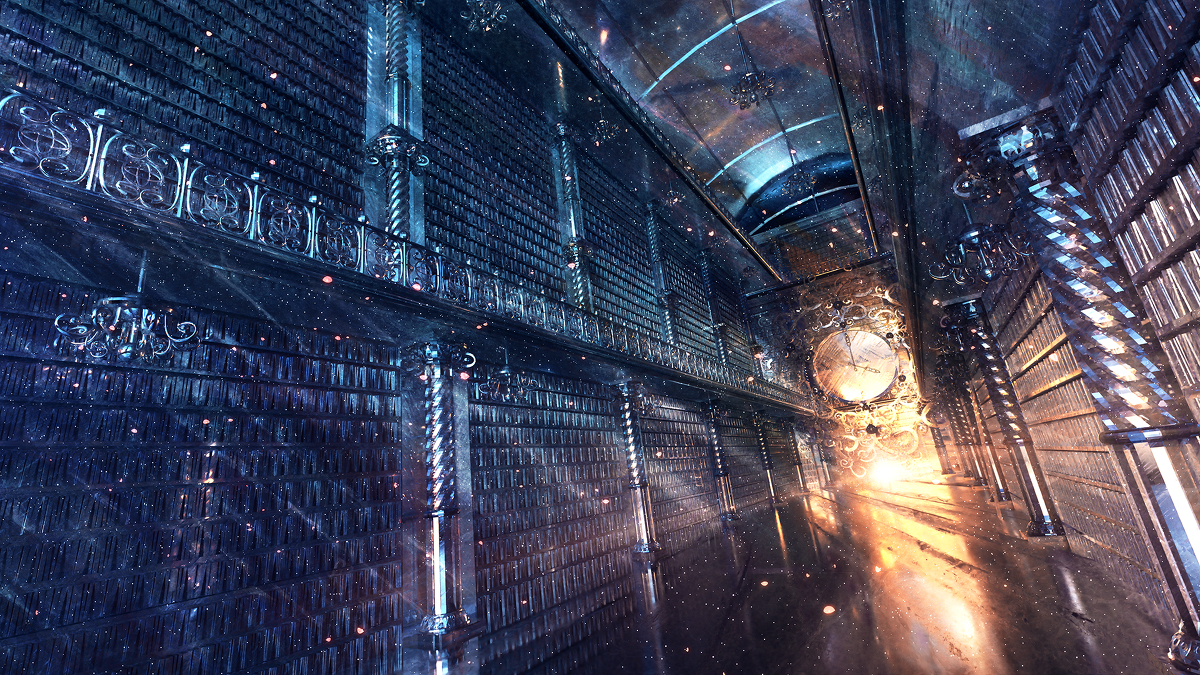 This is a pixiv picture whose title is 図書館.