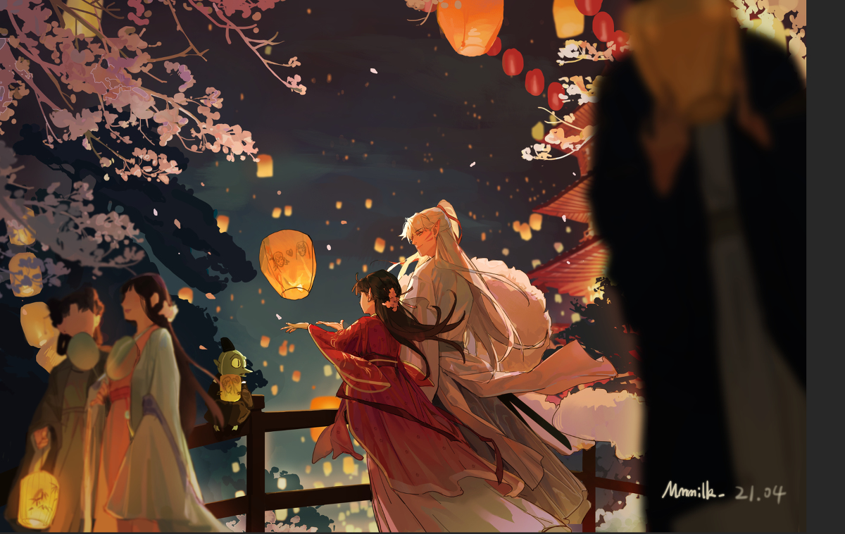 This is a pixiv picture whose title is 孔明灯.