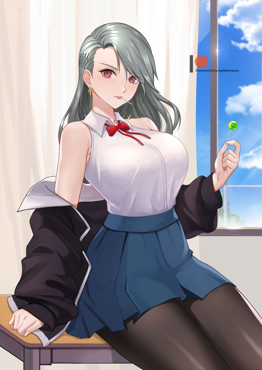 This is a pixiv picture whose title is School girl Sae Niijima.