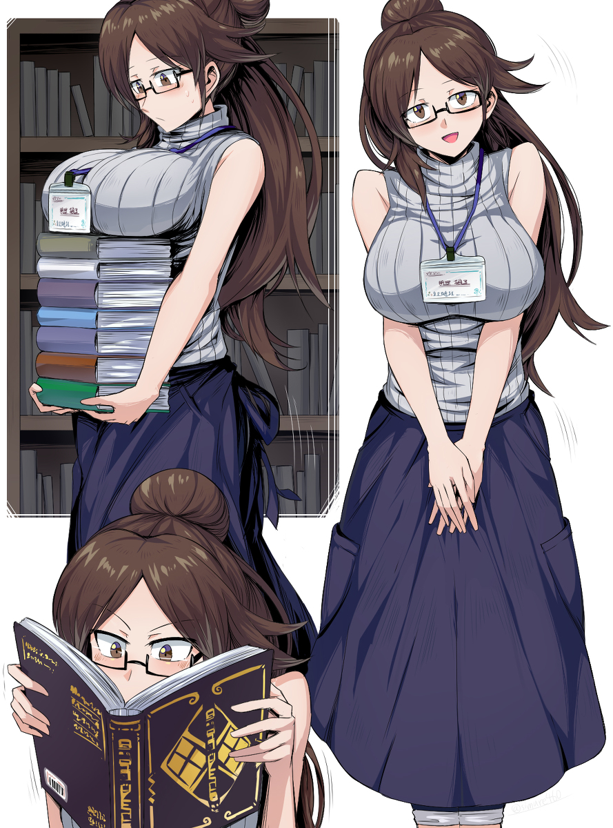 This is a pixiv picture whose title is 図書館のお姉さん.