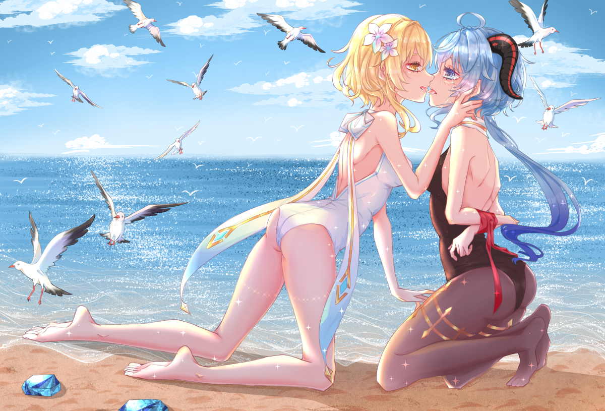 This is a pixiv picture whose title is kiss.