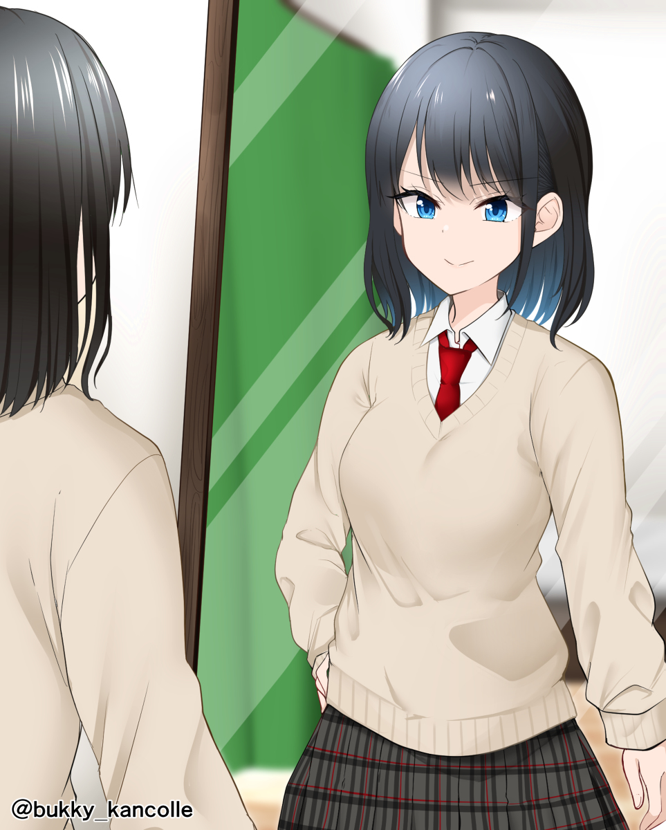 This is a pixiv picture whose title is 【リクエスト作品】鏡を見るTSっ娘ちゃん.