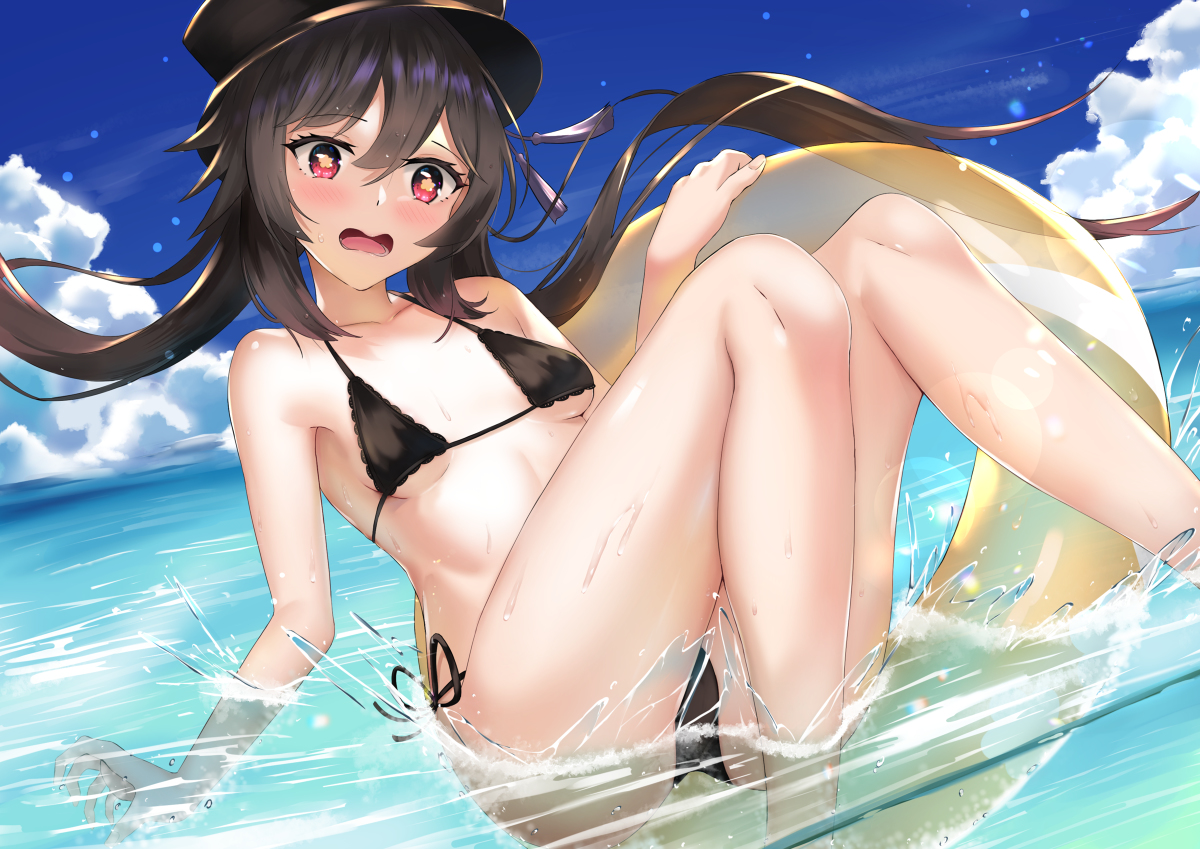 This is a pixiv picture whose title is Hu Tao in a Bikini~.