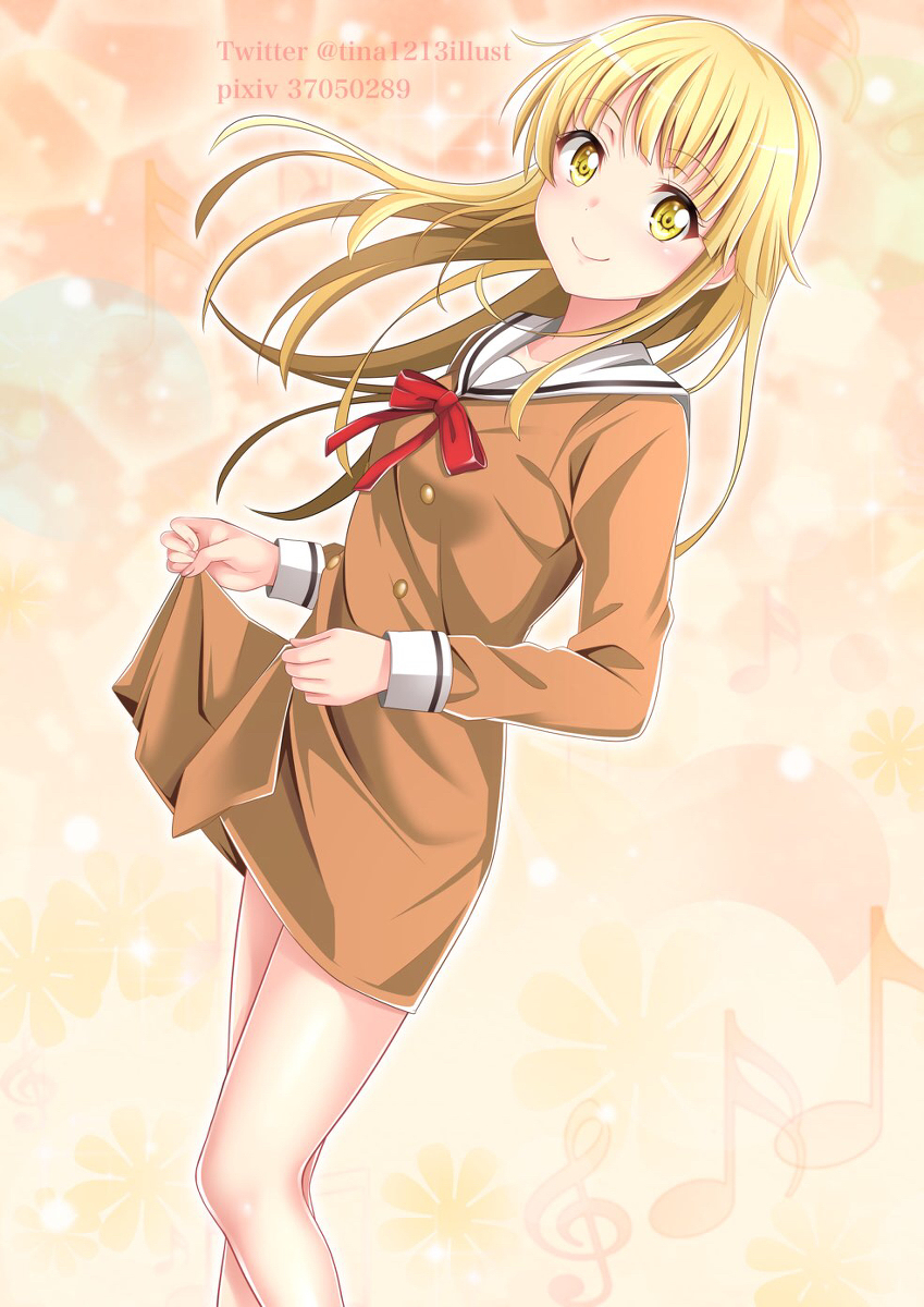 This is a pixiv picture whose title is 【制服】バンドリ 弦巻こころ.