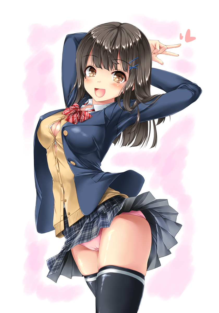 This is a pixiv picture whose title is おっぱいいっぱいな普通のJkさん.