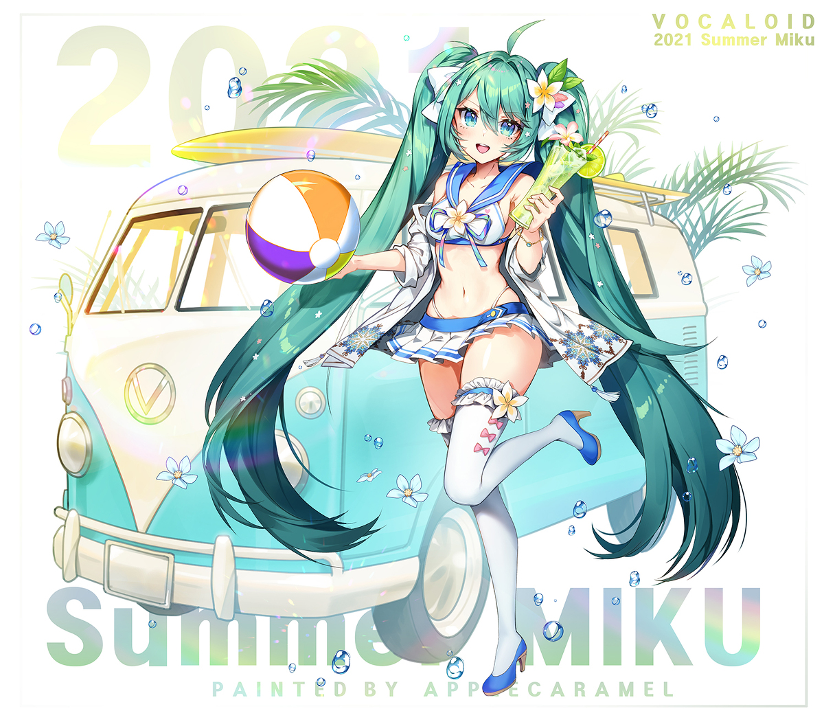 This is a pixiv picture whose title is 2021Summer Miku.