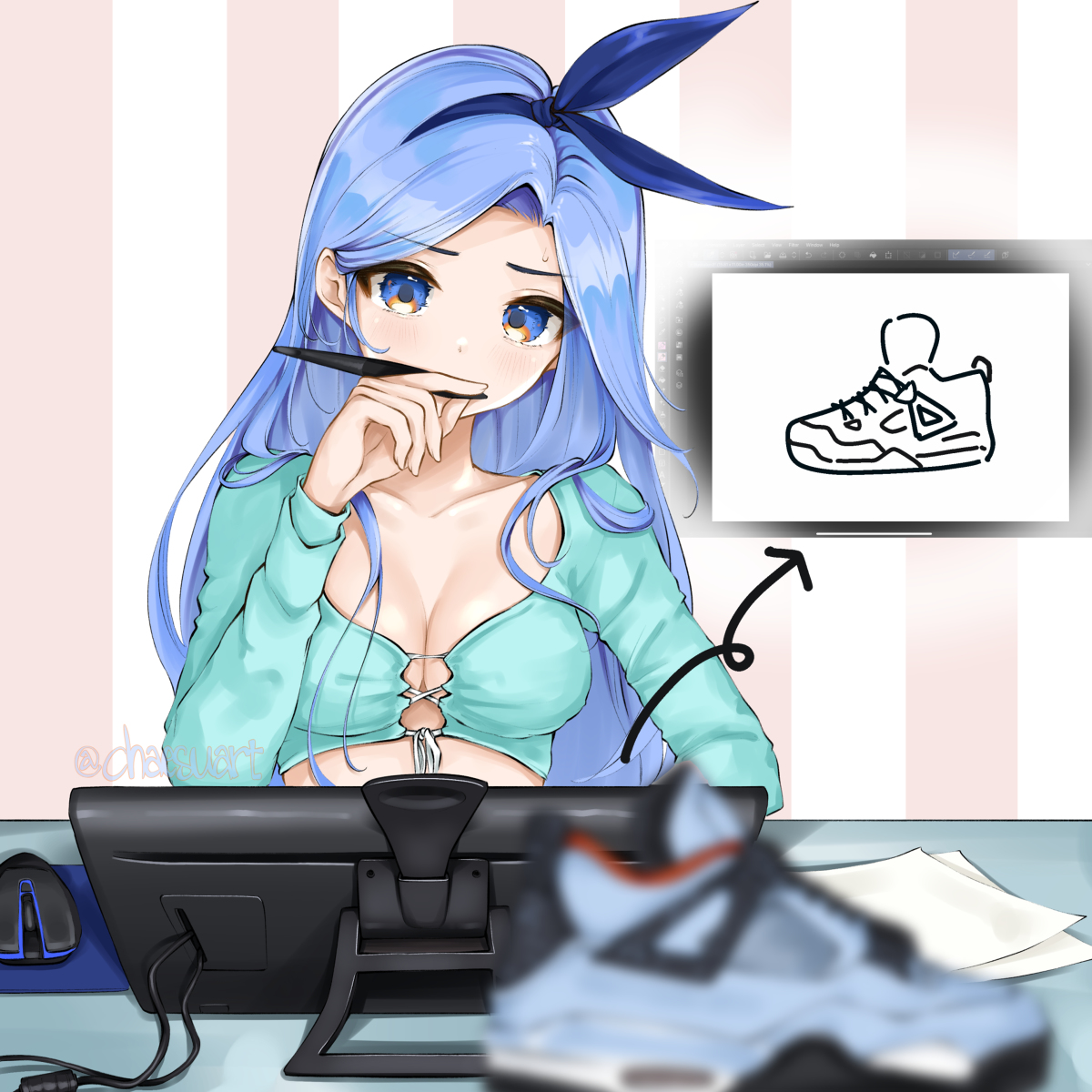 This is a pixiv picture whose title is Minah sketching.