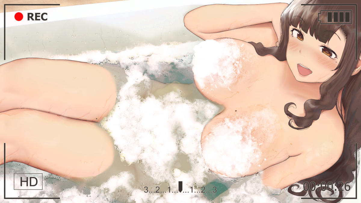 This is a pixiv picture whose title is 泡風呂撮影お姉さん.