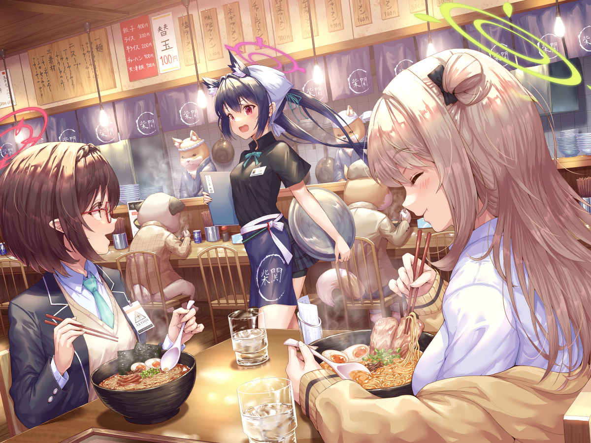 This is a pixiv picture whose title is ラーメンを食べに来たノノミとアヤネ.