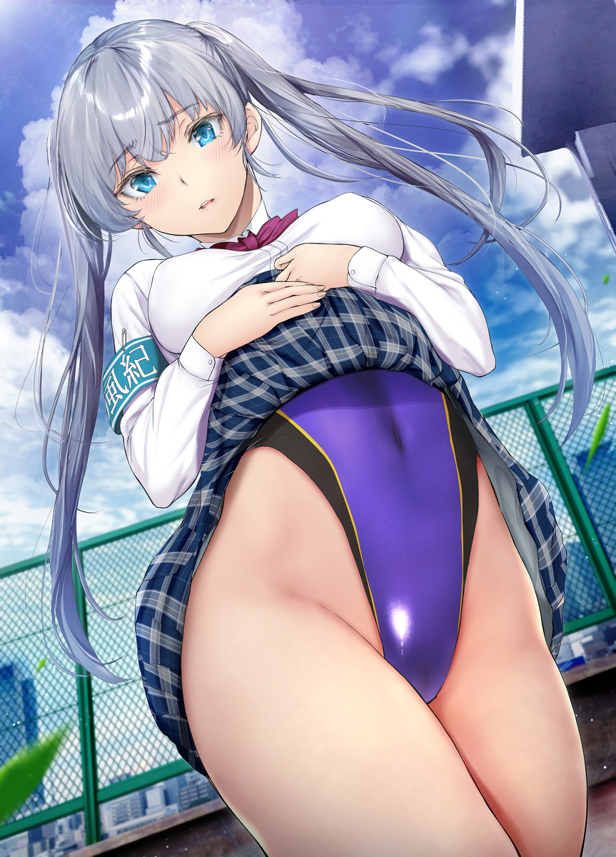 This is a pixiv picture whose title is 放課後、気になる男子のいる水泳部に出向き泳ぎのレクチャーを受け～.