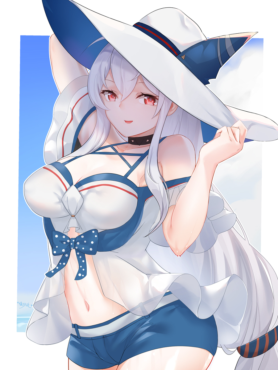 This is a pixiv picture whose title is 斯卡蒂泳装~~.