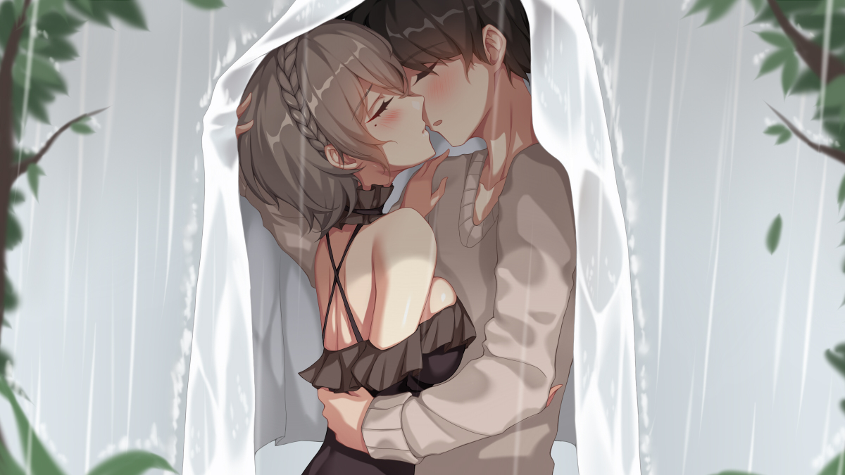 This is a pixiv picture whose title is 约会. 雨.