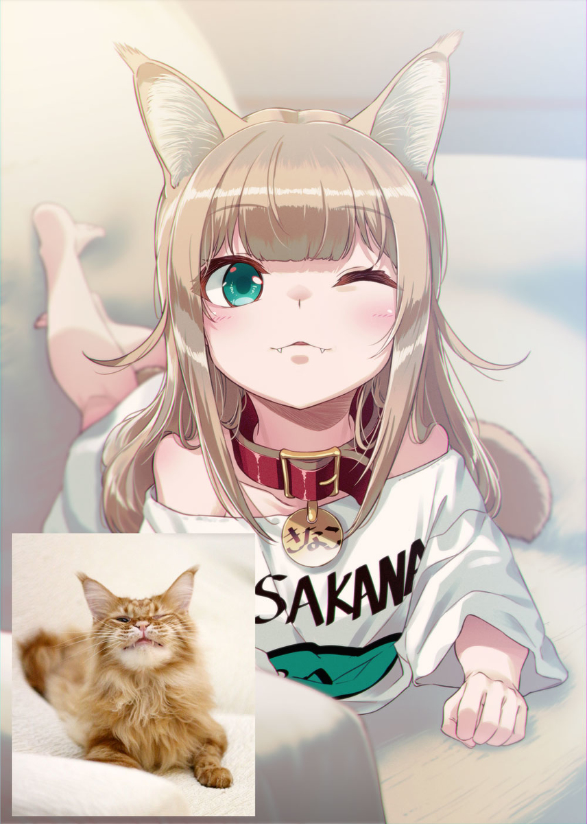 This is a pixiv picture whose title is ウィンクするきなこ🐈.