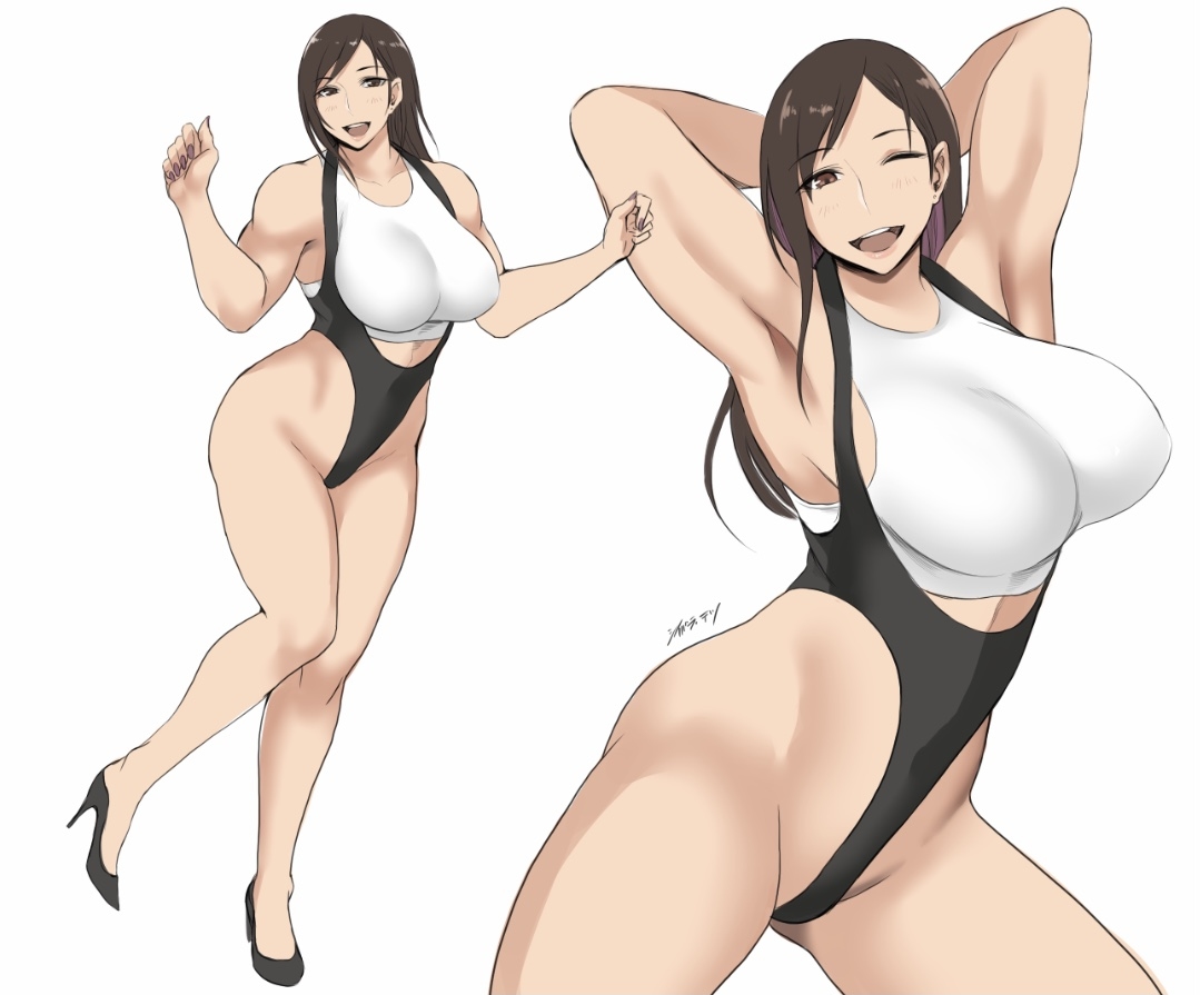 This is a pixiv picture whose title is 手ぐせハイグレお姉さん.