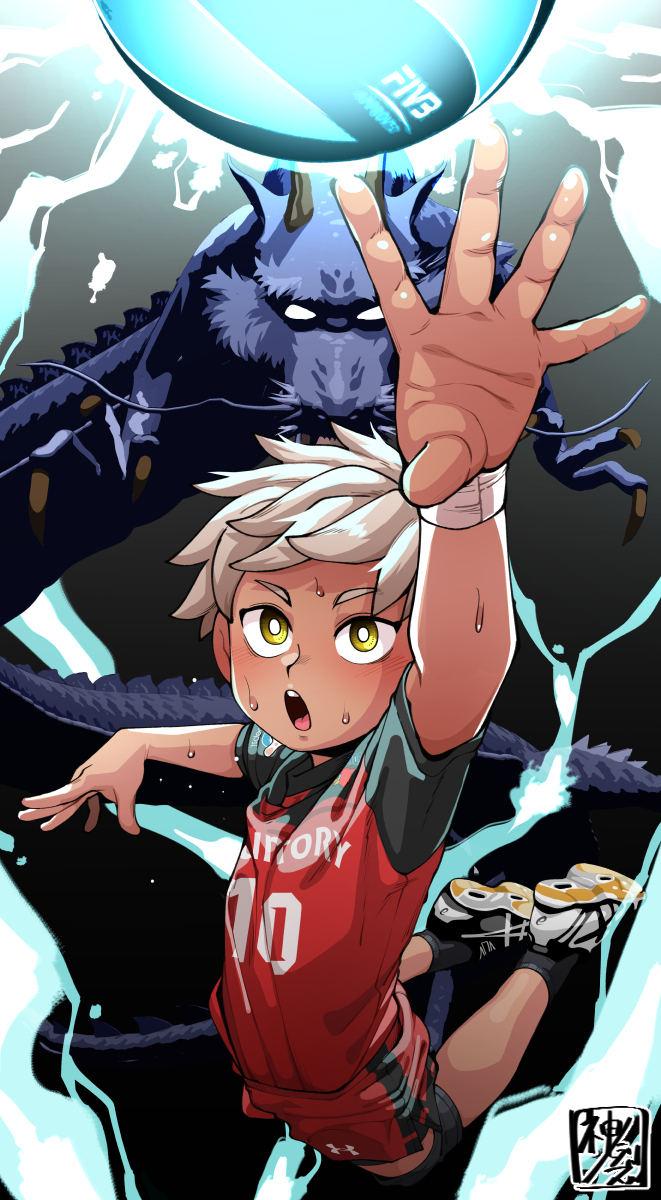 This is a pixiv picture whose title is 習作「超次元バレー」.