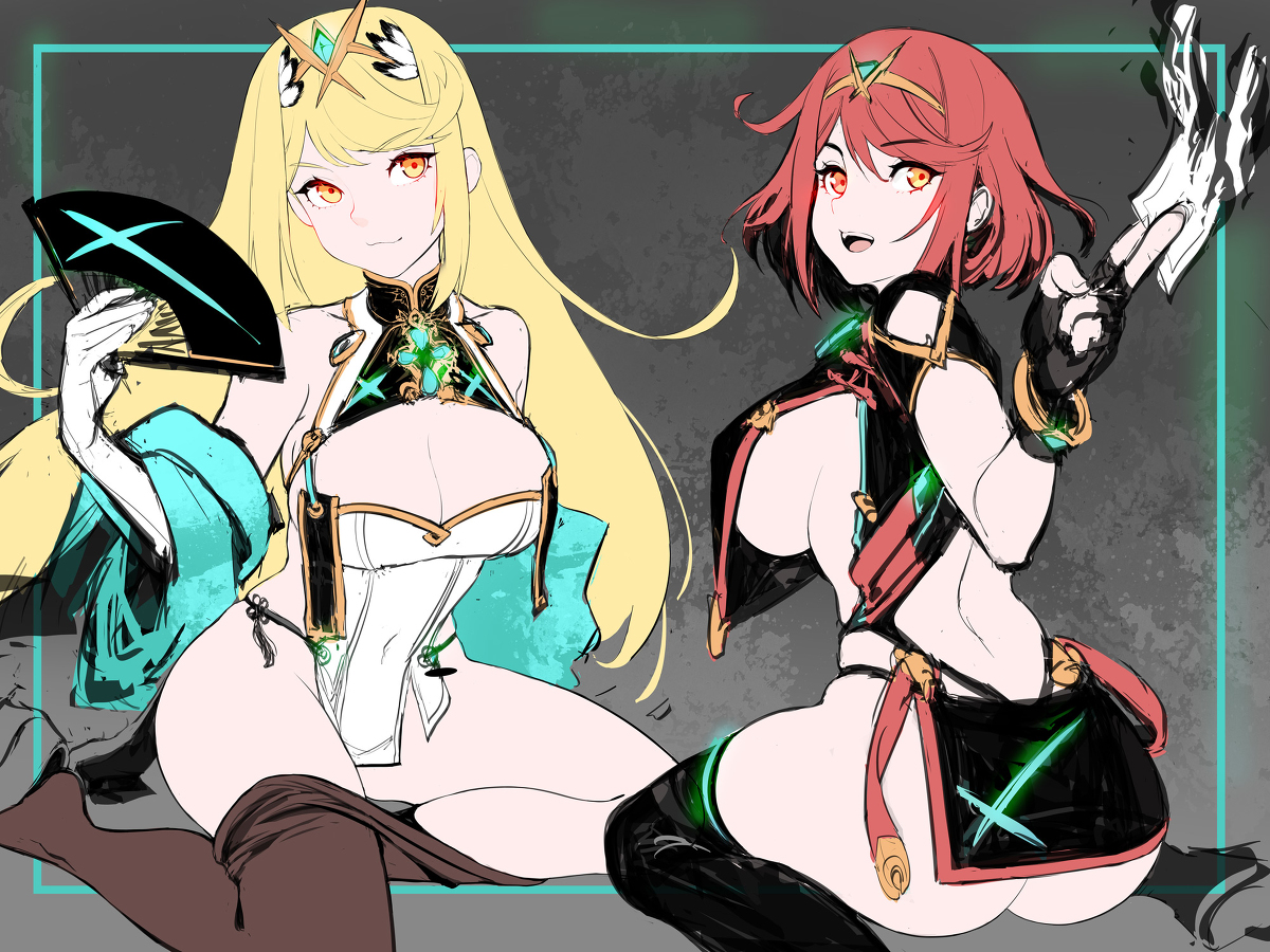 This is a pixiv picture whose title is PYRA x MYTHRA.