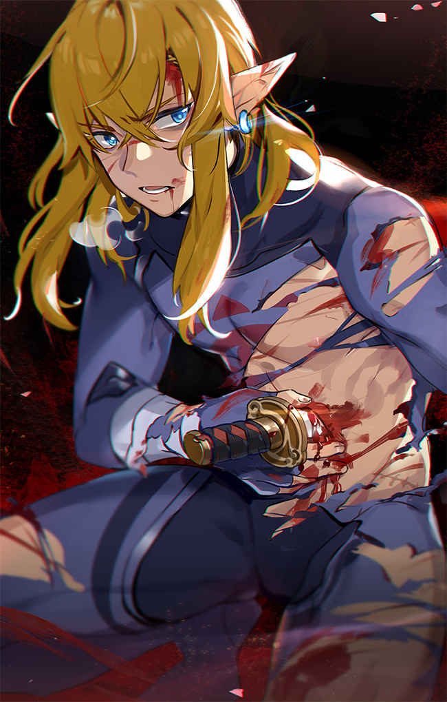 This is a pixiv picture whose title is ダメージ.