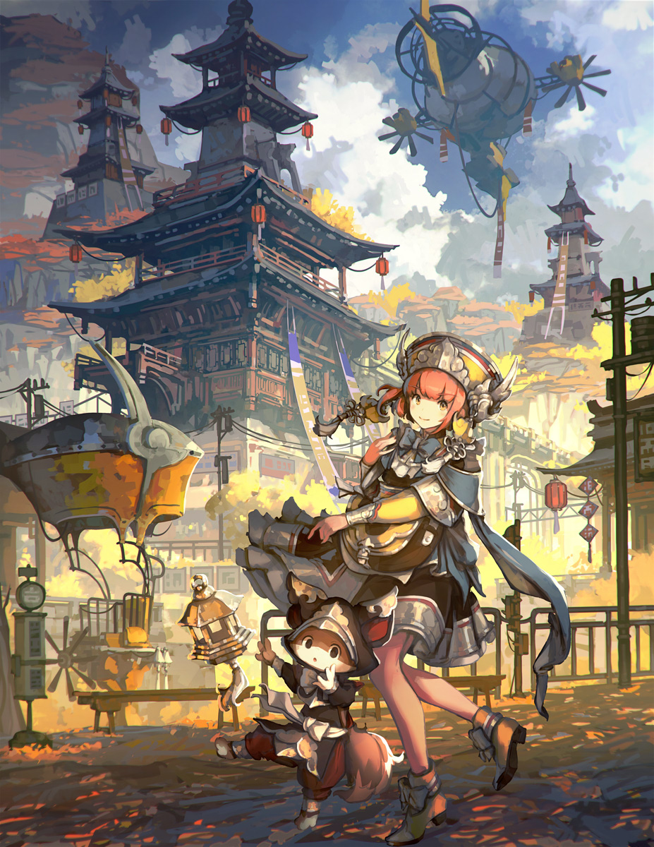 This is a pixiv picture whose title is 黄昏二眠ル街.