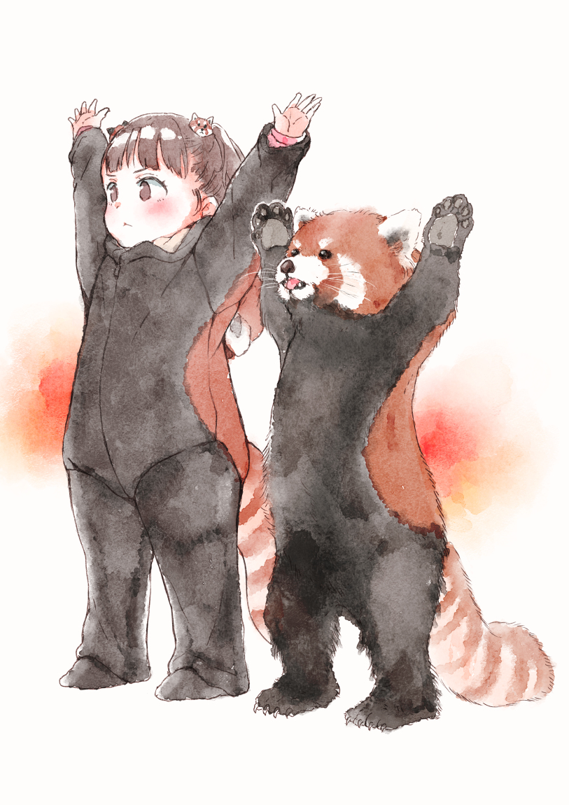 This is a pixiv picture whose title is これは威嚇しているのか降参しているのか分からなくなってしまった絵.