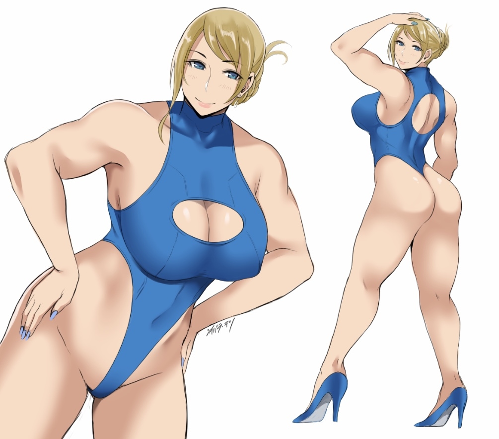 This is a pixiv picture whose title is 金髪ハイグレお姉さん.