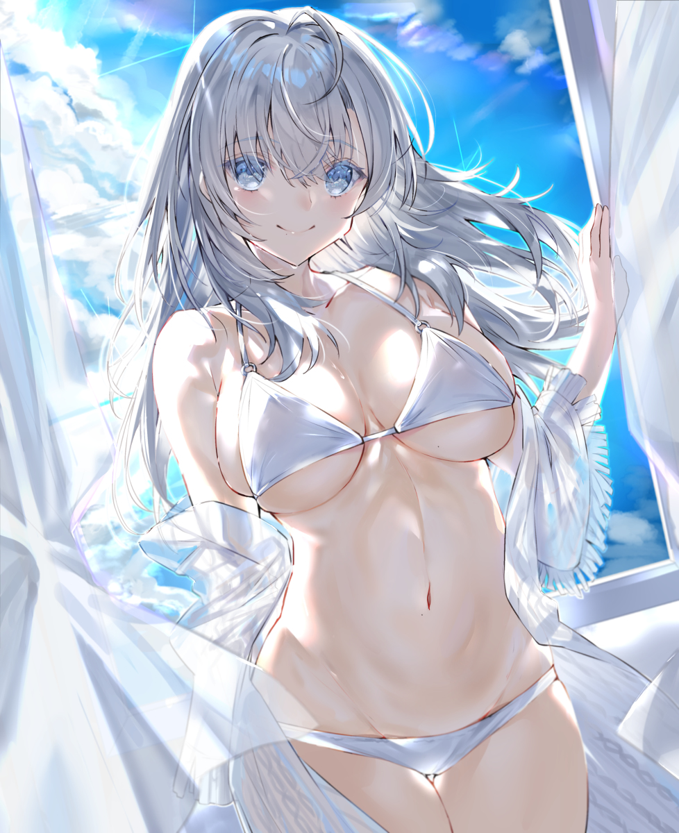 This is a pixiv picture whose title is 銀髪少女.
