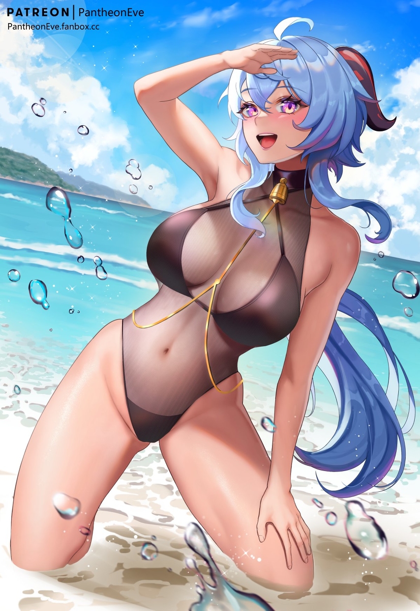 This is a pixiv picture whose title is Beach Ganyu.