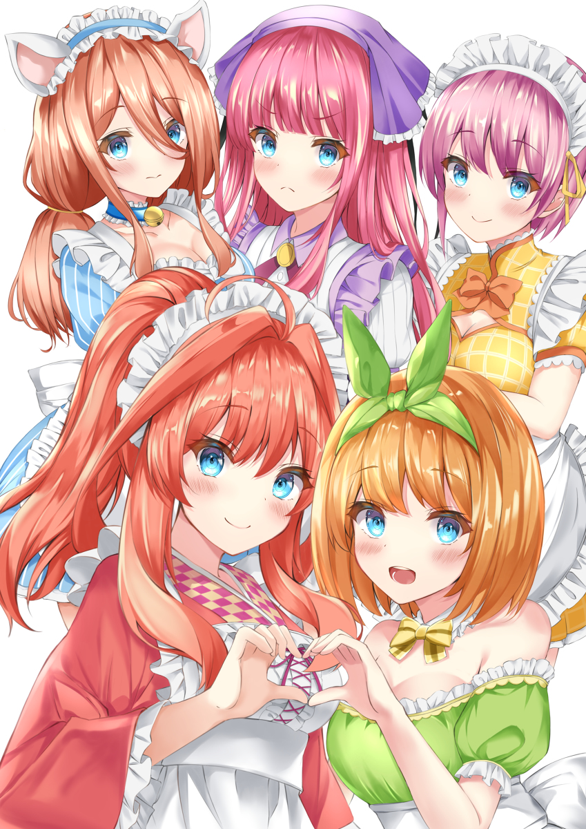 This is a pixiv picture whose title is 五等分のメイド達.