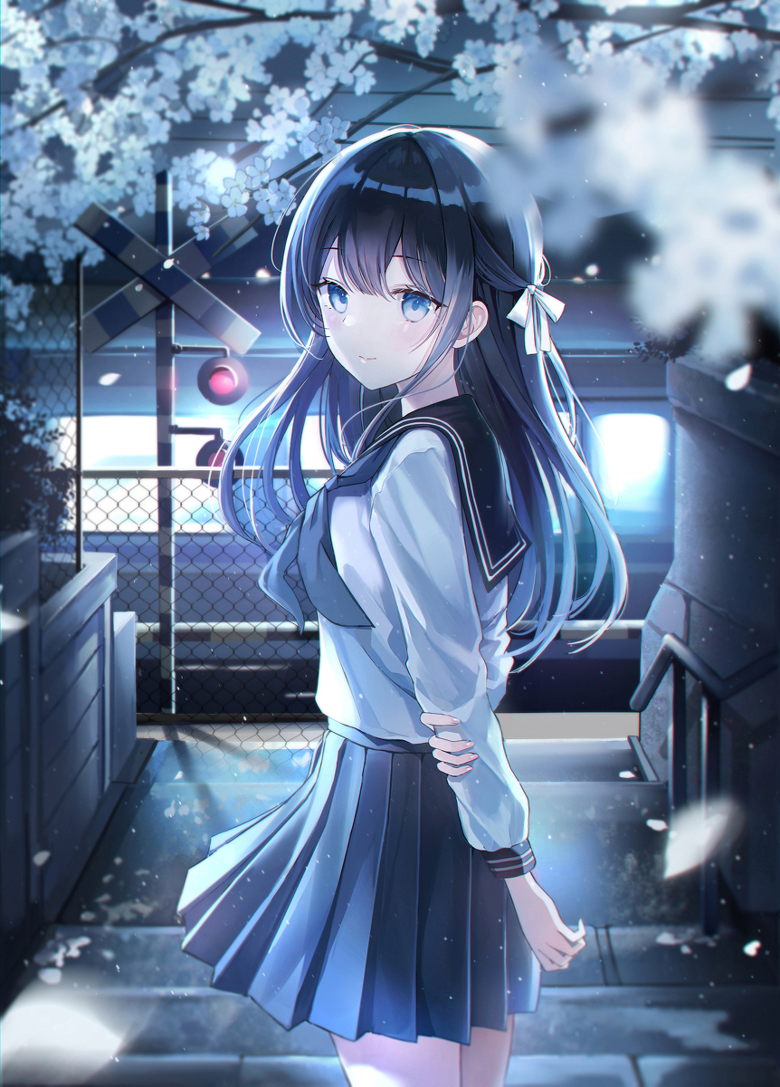 This is a pixiv picture whose title is 夕桜(lastday).