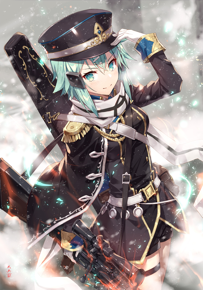 This is a pixiv picture whose title is 軍服シノン.