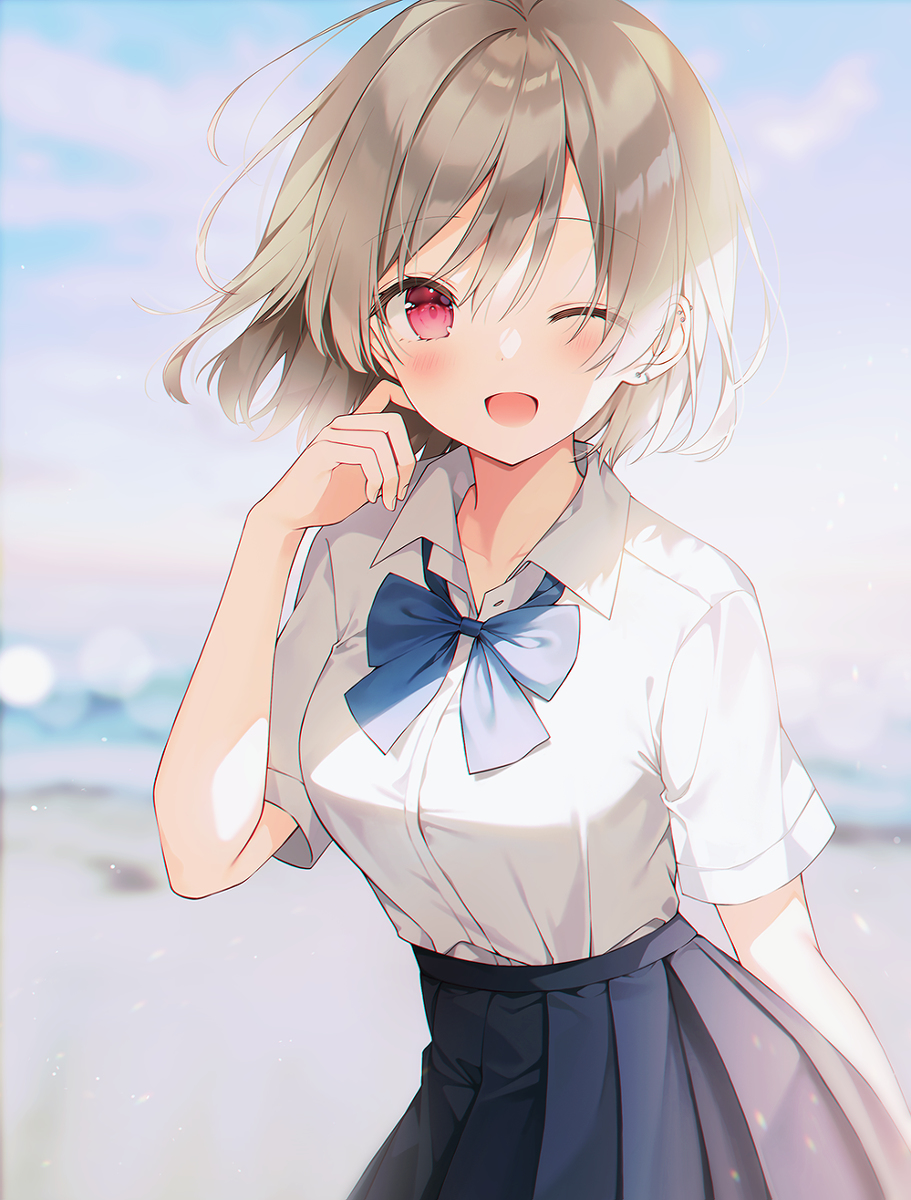 This is a pixiv picture whose title is 海で.