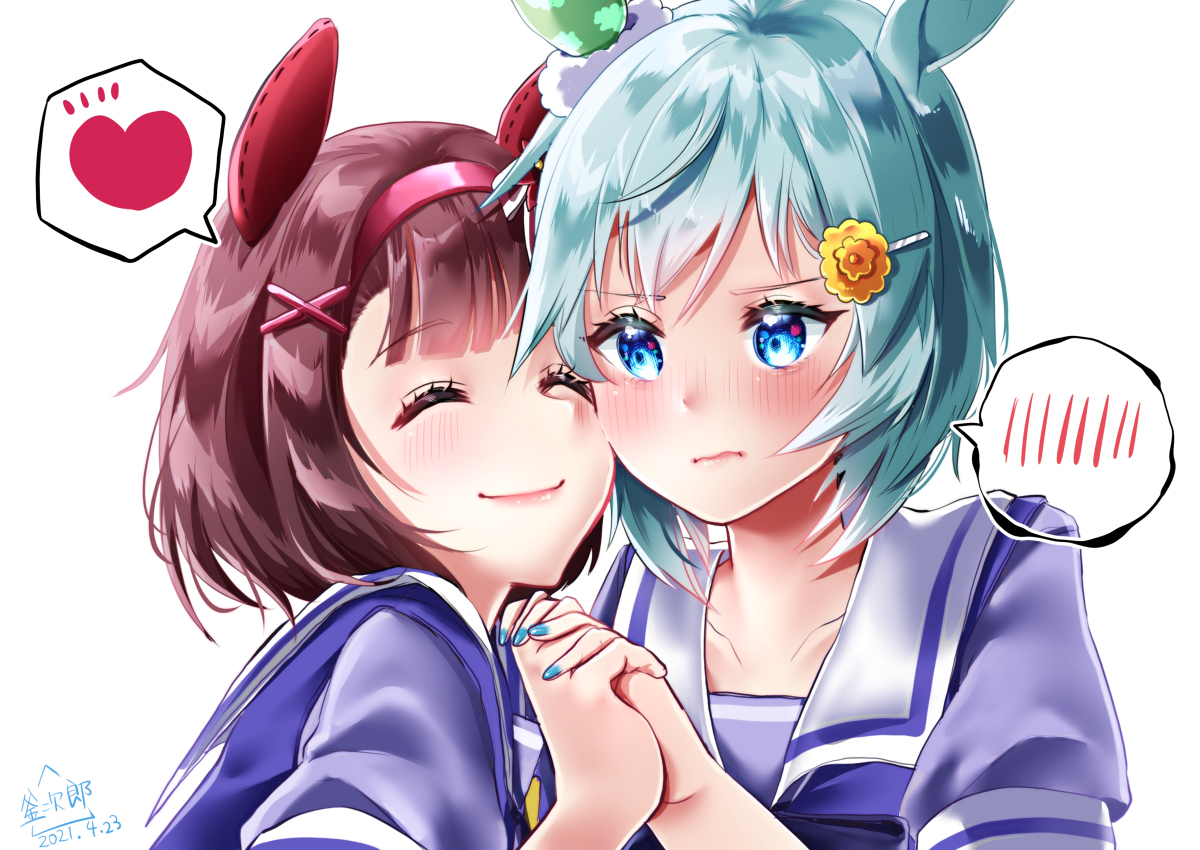 This is a pixiv picture whose title is ❤️💙.