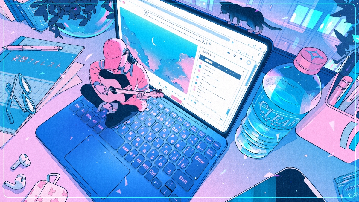 This is a pixiv picture whose title is インターネット世界の片隅で歌う。.