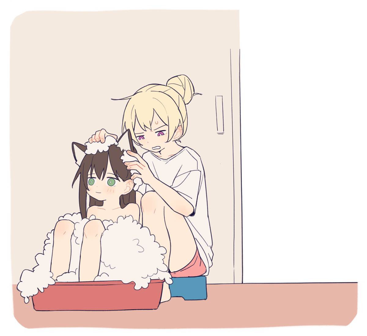 This is a pixiv picture whose title is 千聖先輩とワンちゃん.