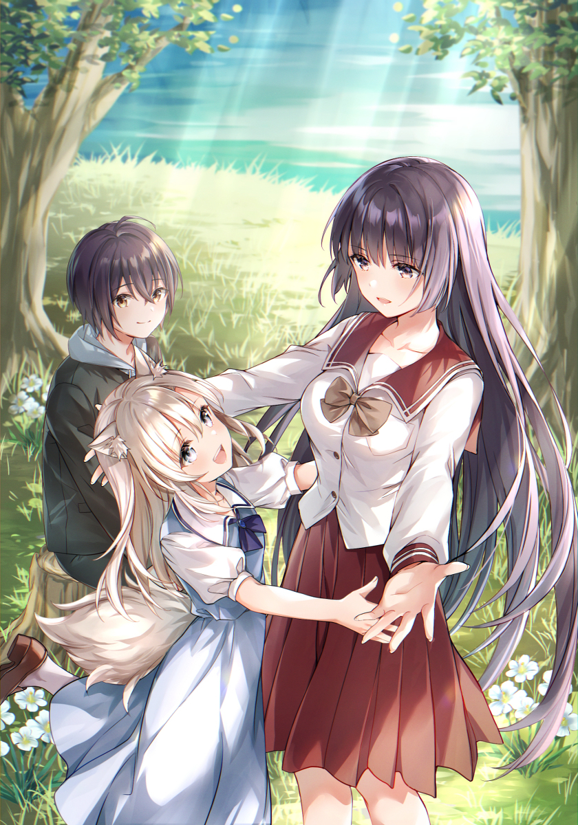 This is a pixiv picture whose title is 魔王とオオカミの少女.