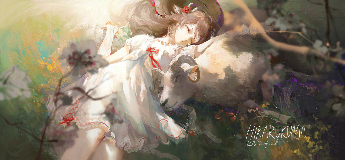 This is a pixiv picture whose title is 鶯色ノ 夢.