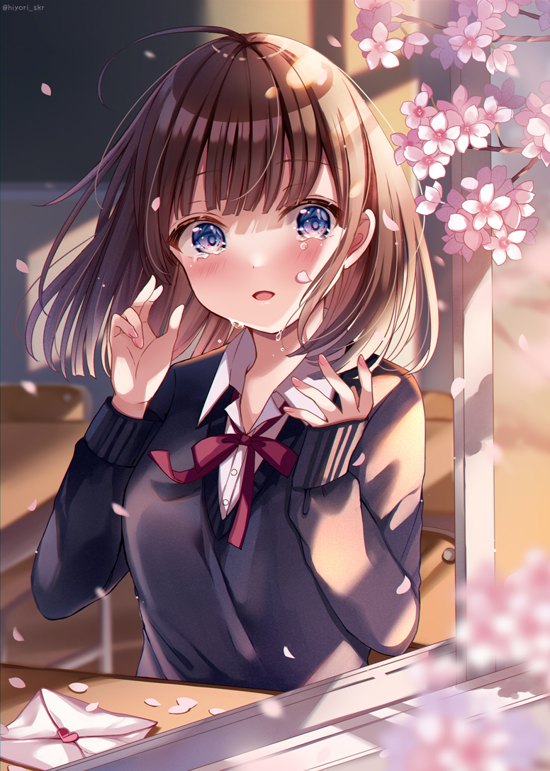 This is a pixiv picture whose title is 桜色のなみだ.